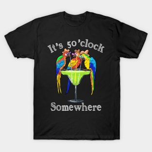 It's 5 O'clock Somewhere Funny Parrots Summer Vacation Lover T-Shirt